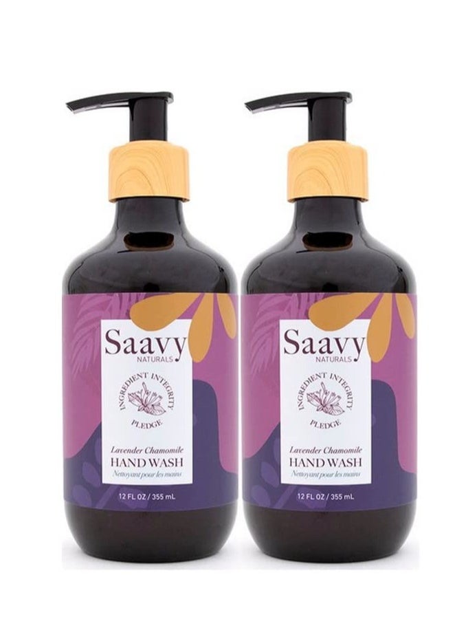 Saavy Naturals Saavy Naturals Lavender Chamomile Liquid Hand Soap Pump, Moisturizing Hand Liquid Soap with Aloe Vera, Essential Oils, and More, Gel-Based Natural Liquid Hand Soap, 12 Fl Oz, 2 Pack  - Image 1
