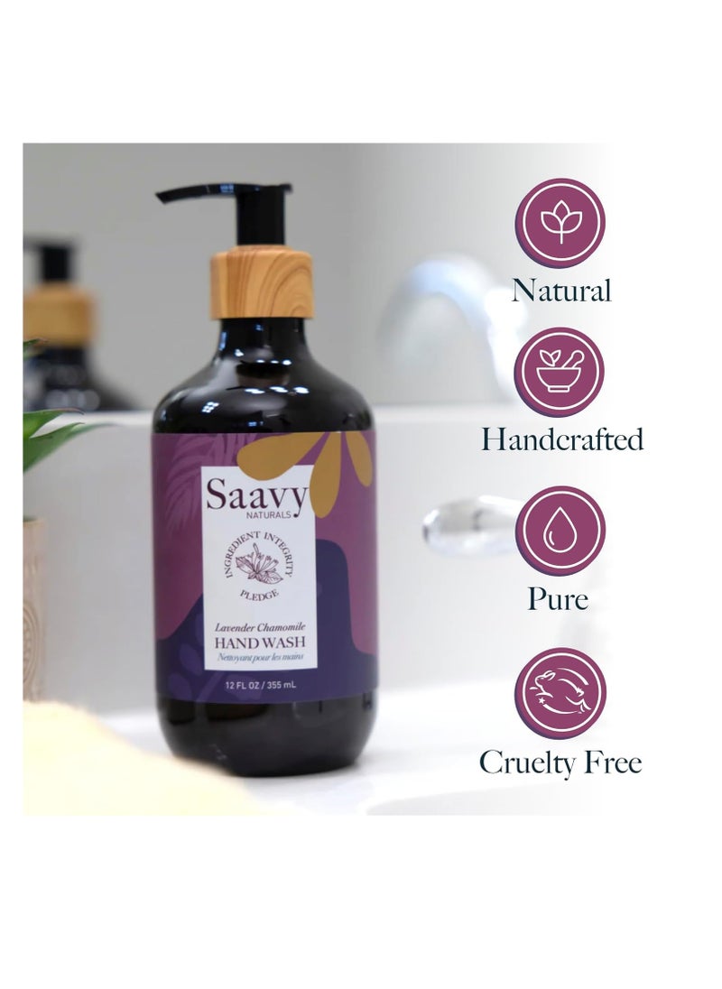 Saavy Naturals Saavy Naturals Lavender Chamomile Liquid Hand Soap Pump, Moisturizing Hand Liquid Soap with Aloe Vera, Essential Oils, and More, Gel-Based Natural Liquid Hand Soap, 12 Fl Oz, 2 Pack  - Image 4