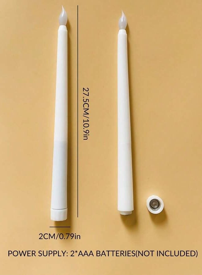 6pcs LED Flameless Simulation Candle Lights, LED Candle Holder Flickering Warm Yellow Long Candle Lights, Battery Operated For Home Table, Party, Wedding And Holiday Decoration Best Gifts Birthday - Image 2