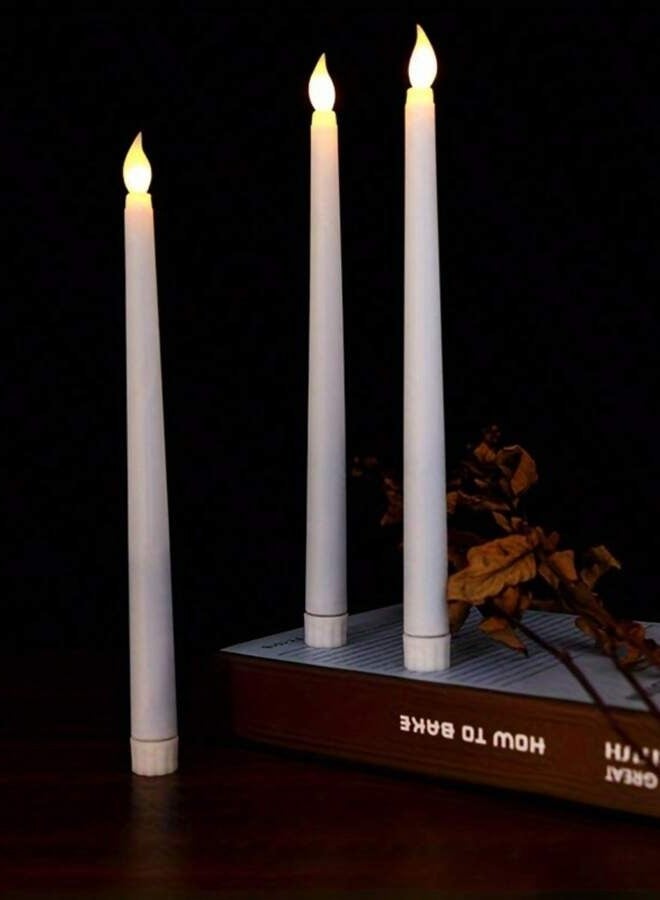 6pcs LED Flameless Simulation Candle Lights, LED Candle Holder Flickering Warm Yellow Long Candle Lights, Battery Operated For Home Table, Party, Wedding And Holiday Decoration Best Gifts Birthday - Image 4