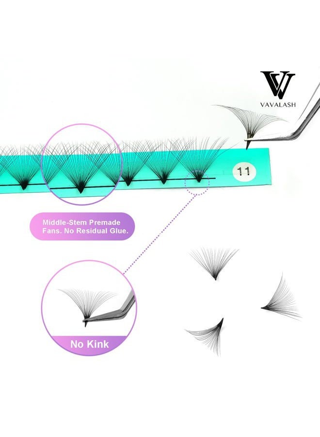 VAVALASH Premade Fans Eyelash Extensions 10D 12D 14D 16D 20D 24D 0.03 0.05 0.07 Thickness C/D Curl Middle Stem Heat Bonded Premade Fans Russian Volume Lash Extensions (30D-0.03-D-8-15mm) - Image 3