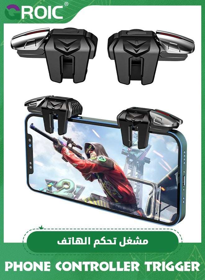GROIC زوج واحد من مشغلات الهاتف المحمول PUBG، 4 أجهزة تحكم في ألعاب الهاتف المحمول GamingTriggers لـ PUBG/Fortnite/Call of Duty/Rules of Survival, Aim &amp; Fire Trigger لهواتف iPhone وAndroid - Image 1