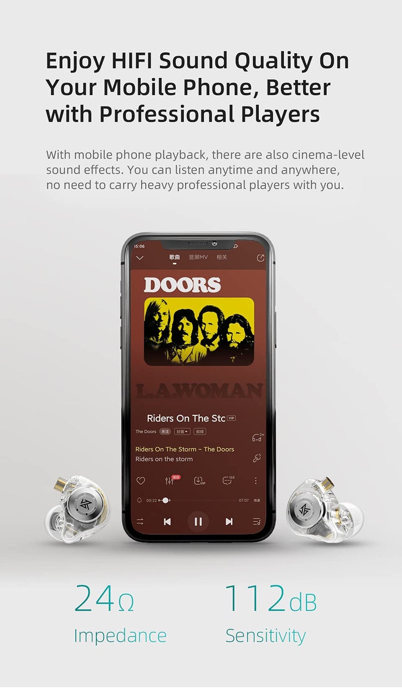 KZ سماعات أذن ديناميكية KZ KZ06 EDX PRO مع كابل نحاسي خالي من الأكسجين 5N، سماعات HiFi، سماعة ألعاب مع خاصية إلغاء الضوضاء (مع ميكروفون، واضحة) - Image 4