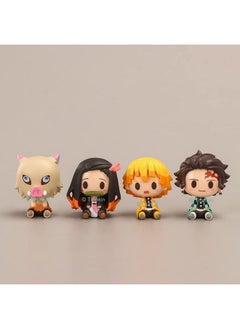 Trunkin Trunkin Demon Slayer Cute Miniature Chibi Figures Tanjiro Nezuko Kamado Zenitsu Agatsuma Inosuke Hashibira Mini Sitting Figurines Set of 4, Character  - Image 4
