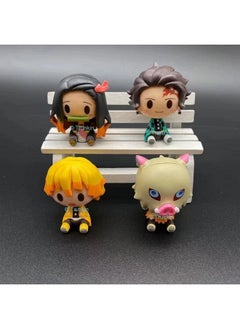 Trunkin Trunkin Demon Slayer Cute Miniature Chibi Figures Tanjiro Nezuko Kamado Zenitsu Agatsuma Inosuke Hashibira Mini Sitting Figurines Set of 4, Character  - Image 5