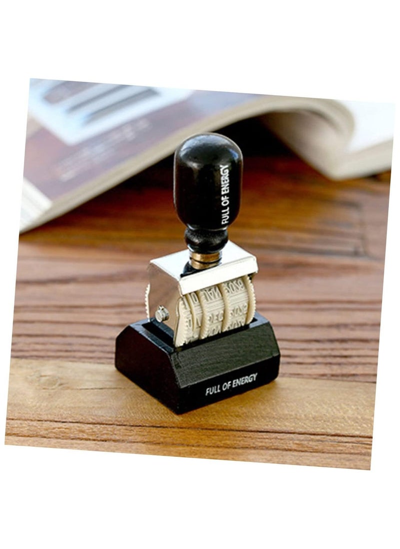 ELIKLIV Date Stamps Diary DIY Roller Knob Stamps Wooden Stamps Letter Stamps Diary Stamps Stamps Scrapbooks Date Stamps Rubber Stamps Stationery Planner Vintage Iron (Black)  - Image 2