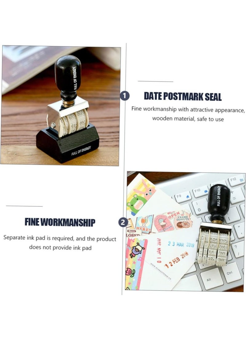 ELIKLIV Date Stamps Diary DIY Roller Knob Stamps Wooden Stamps Letter Stamps Diary Stamps Stamps Scrapbooks Date Stamps Rubber Stamps Stationery Planner Vintage Iron (Black)  - Image 4