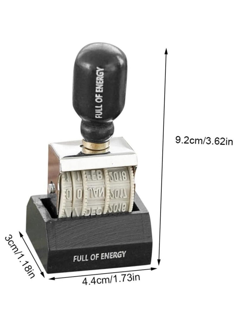 ELIKLIV Date Stamps Diary DIY Roller Knob Stamps Wooden Stamps Letter Stamps Diary Stamps Stamps Scrapbooks Date Stamps Rubber Stamps Stationery Planner Vintage Iron (Black)  - Image 3