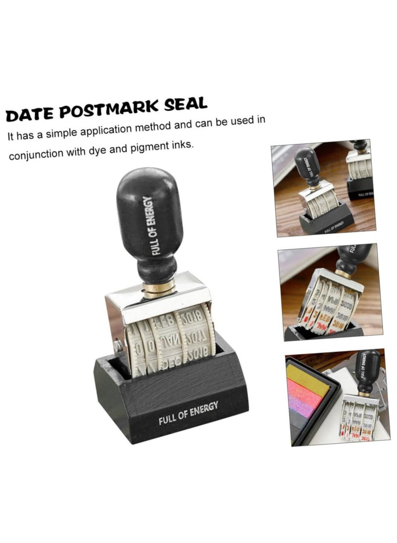 ELIKLIV Date Stamps Diary DIY Roller Knob Stamps Wooden Stamps Letter Stamps Diary Stamps Stamps Scrapbooks Date Stamps Rubber Stamps Stationery Planner Vintage Iron (Black)  - Image 5