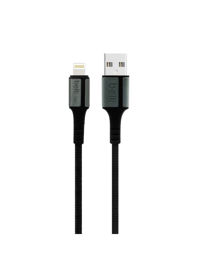 بيلك كابل BELK USB-A إلى Lightning 12 واط، 3 متر، معتمد من MFi، كابل شحن سريع ومزامنة بيانات، مضفر من النايلون المتين، سلك نحاسي عالي الجودة، تصميم مانع للتشابك، متوافق مع iPhone وiPad وiPod، شحن سريع، عمر طويل - BL-53 - Image 2