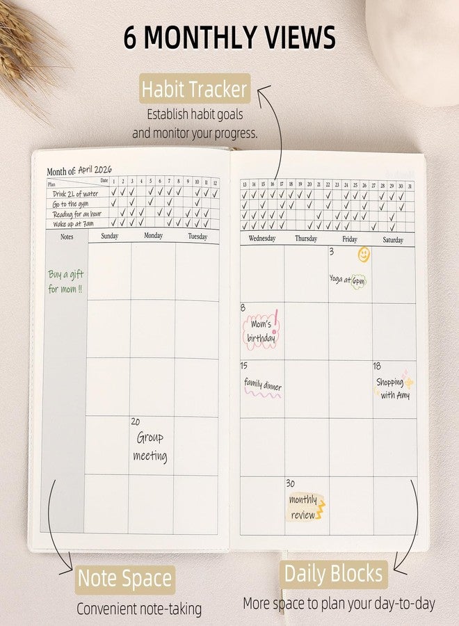 LONLAT 2026 Daily Planner - Undated Monthly & Daily Planner for 180 days Planning Your Success - Hourly Schedule, To Do List, and Notes for Productivity - Aesthetic, Academic, Stylish School or Office Supplies (White) - Image 2