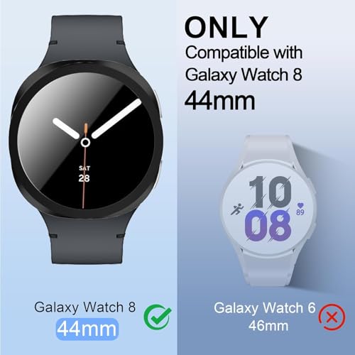 OpenTech® Hard Matte Silicone Protection Front Case Cover with Attached Screen Protector Compatible for Samsung Galaxy Watch Series 8 (44mm) Full Coverage (Black) - Image 2