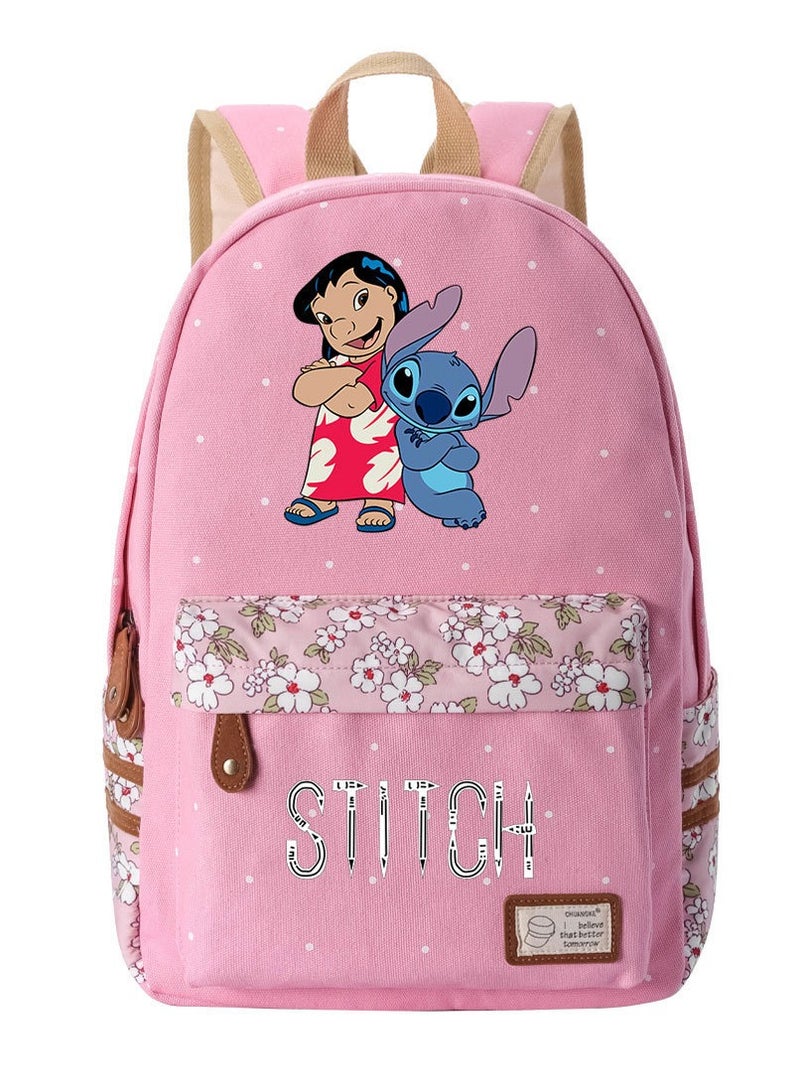 ستيتش حقيبة ظهر كاجوال بحزام منسوج للشباب مطبوعة بغرزة