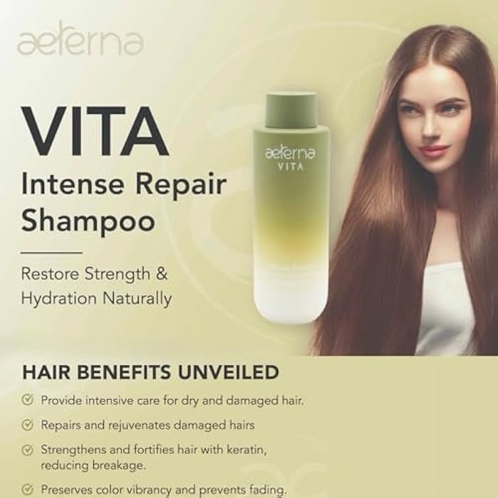 AETERNAL Aeterna VITA Intense Repair Keratin Shampoo for Dry Damaged Hair | Thyme, Ginseng Root Extract | Color-Safe - 250 ml - Image 5