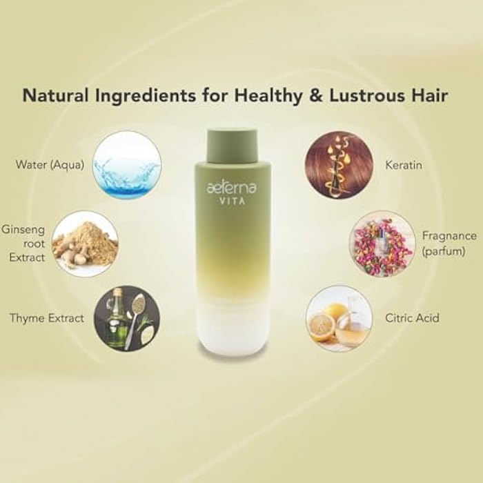 AETERNAL Aeterna VITA Intense Repair Keratin Shampoo for Dry Damaged Hair | Thyme, Ginseng Root Extract | Color-Safe - 250 ml - Image 3