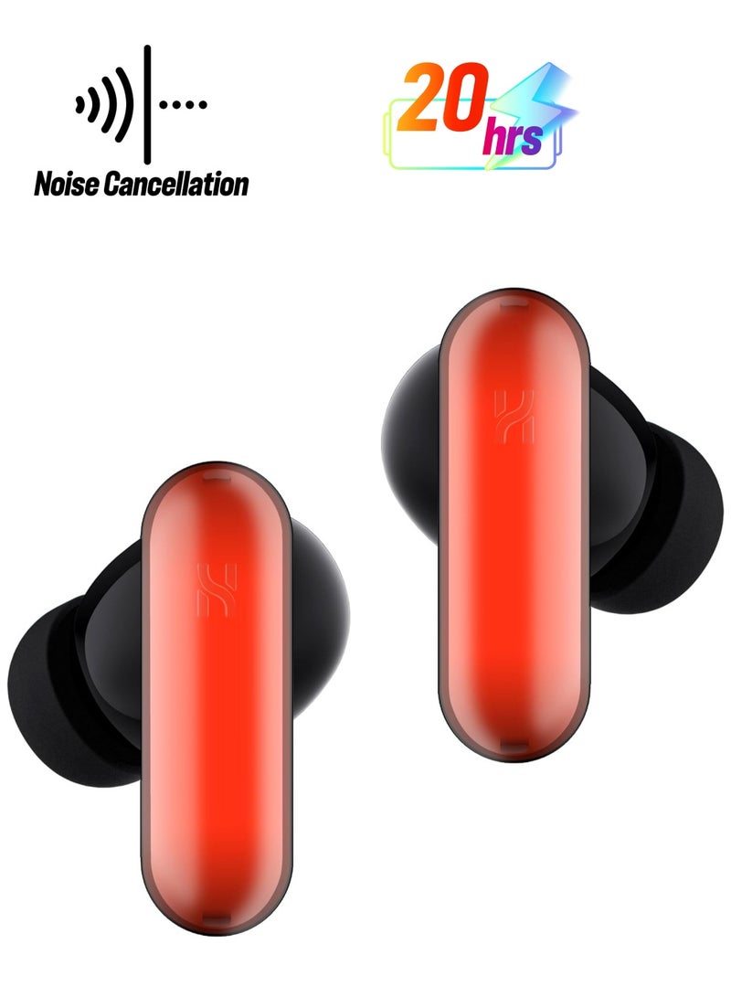 Gpods RGB Wireless Earbuds with Led Light Control, Noise Cancelling Bluetooth Earphones in Ear with Fast Charging Case, IPX4 Sweatproof Sport Gaming Hiking Traveling for iPhone & Android Black
