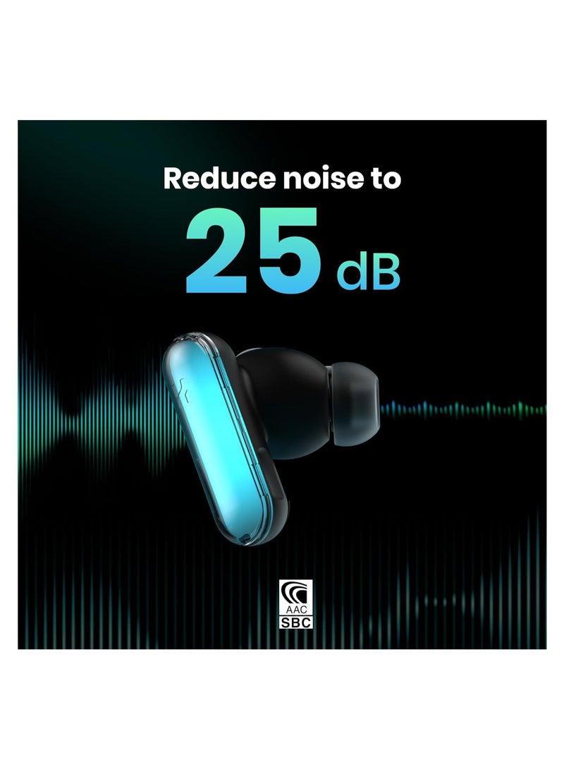 Gpods RGB Wireless Earbuds with Led Light Control, Noise Cancelling Bluetooth Earphones in Ear with Fast Charging Case, IPX4 Sweatproof Sport Gaming Hiking Traveling for iPhone & Android Black