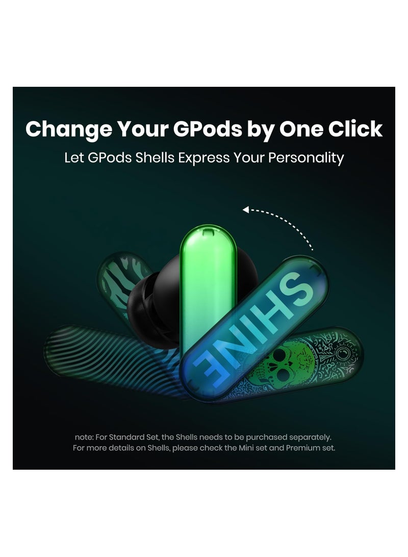 Gpods RGB Wireless Earbuds with Led Light Control, Noise Cancelling Bluetooth Earphones in Ear with Fast Charging Case, IPX4 Sweatproof Sport Gaming Hiking Traveling for iPhone & Android Black