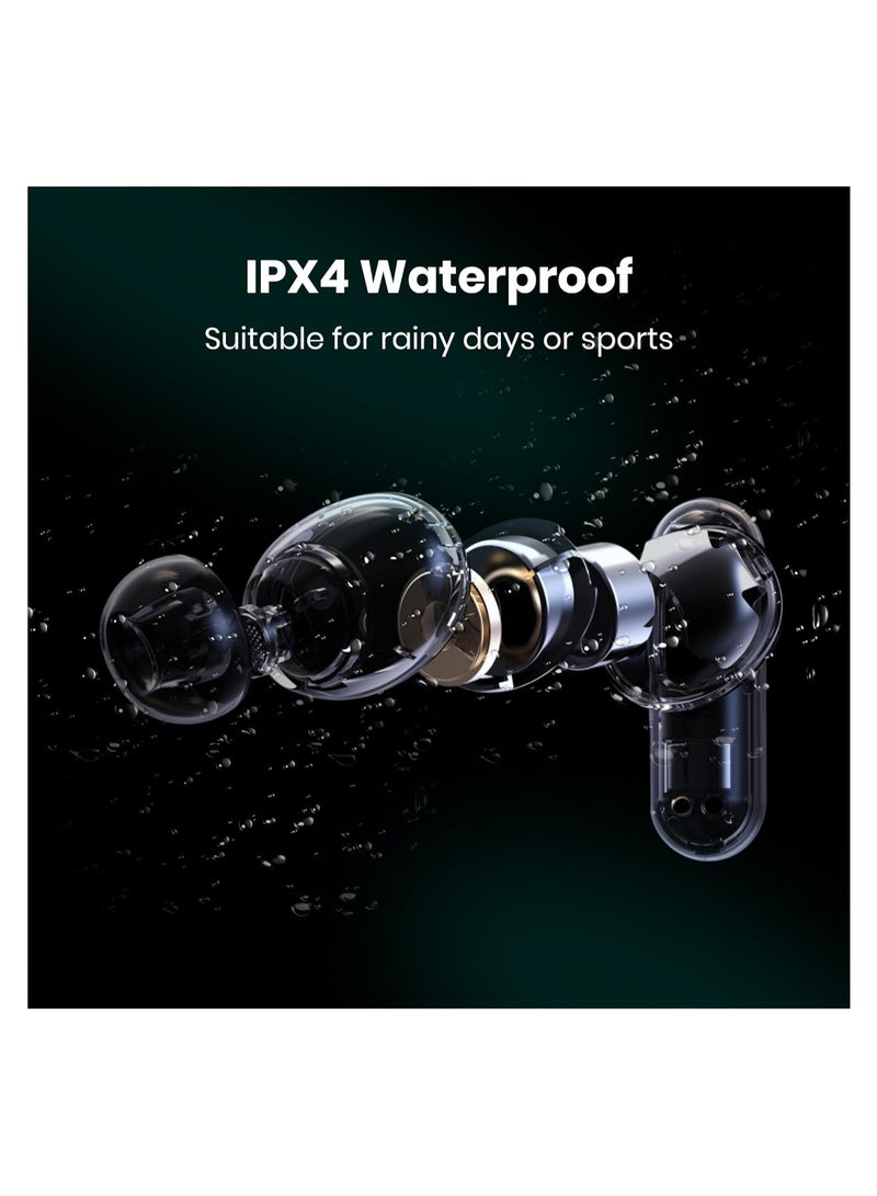 Gpods RGB Wireless Earbuds with Led Light Control, Noise Cancelling Bluetooth Earphones in Ear with Fast Charging Case, IPX4 Sweatproof Sport Gaming Hiking Traveling for iPhone & Android Black