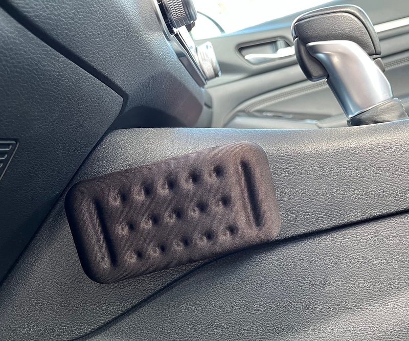 Maxby Car Knee Pad Cushion for Center Console or Door Panel Memory Foam Knee Rest Pads with Hook Loop Adhesive Strips Pressure Relief Comfort for Cars Trucks SUVs Black Set of 2