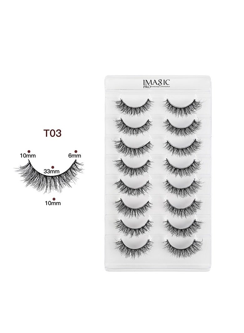 IMAGIC 8-Pair 3D False Eyelashes – Natural & Dramatic Volume, Lightweight Reusable Lashes, Soft Wispy Handmade Lashes for Daily Wear & Party Makeup (T03) - Image 5