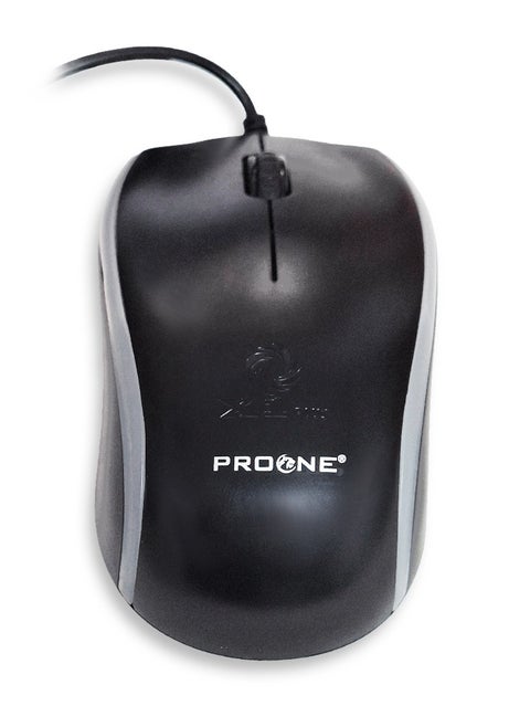 Wired Optical Ergonomic Mouse , PRM-120, 1000 DPI , Special for game , office and home use colourfull brightness LED Stable for both hand , Plug and Play - black