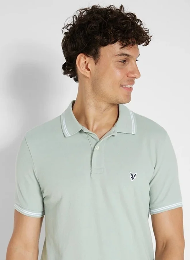 American Eagle Collar Line Logo Detail Short Sleeve Polo Shirt