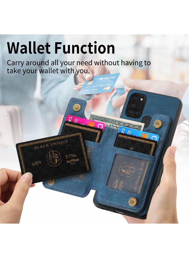 S-TOP Case For Samsung Galaxy M32 4G Retro Leather Zipper Wallet Back Phone Case - Image 5