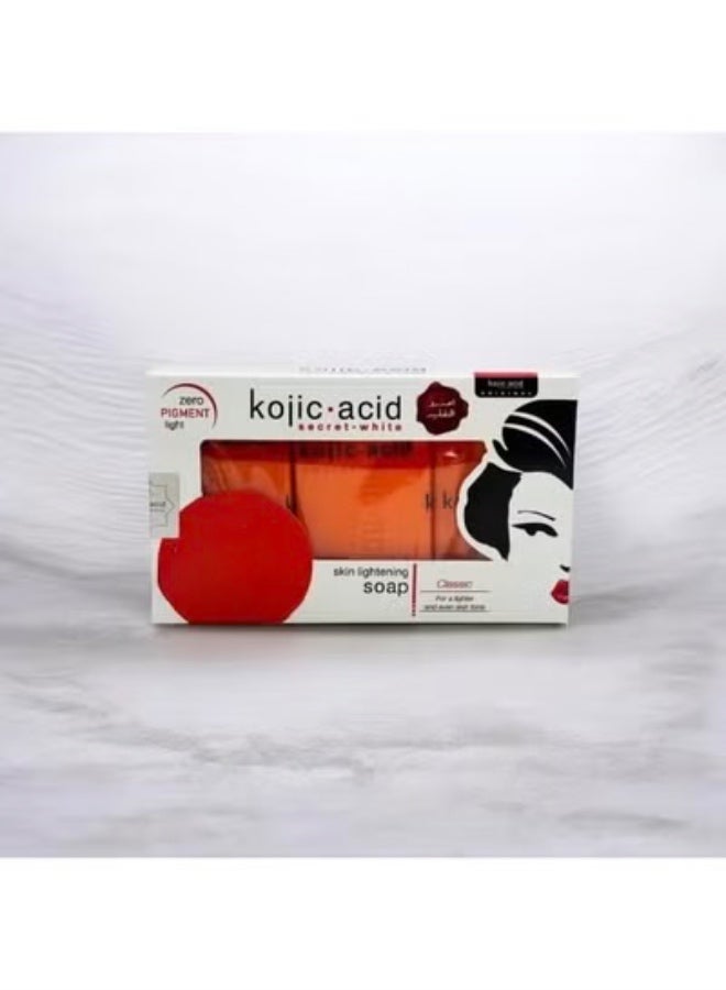 Secret White Kojic Acid Soap 65g Pack of 3 | Classic Brightening Cleansing Bar for Face & Body | Helps Improve Uneven Tone & Dark Areas | Daily Use Skincare Soap for All Skin Types
