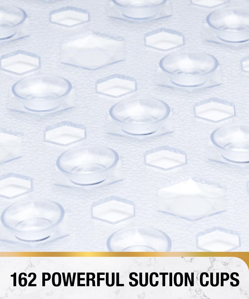 HITSLAM Shower Mat Anti Slip, Square Bath Mat for Tub Non Slip with Suction Cups and Drain Holes, 21x21 Inch Bathroom Shower Stall Floor Mat, Machine Washable, Soft on Feet, Clear - Image 3
