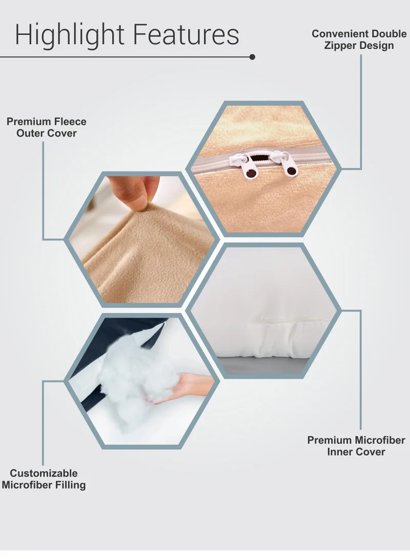 Donetella Pregnancy Pillow G-Shape Long Maternity Pillow, 180 Cm Full Body Support, Removable and Washable Velvet Cover-Complete Support for Back, Hips, Legs, Belly,Beige
