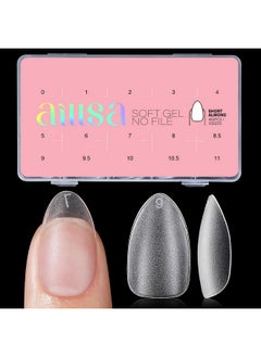 AILLSA AILLSA Short Almond Nail Tips 450PCS Soft Gel Double-sided Matte Nail Tips Clear Pre-Buff Gel Nail Tips No Need Base Coat Press on Nail Tips for Nail Tips Extension 15 Sizes  - Image 1