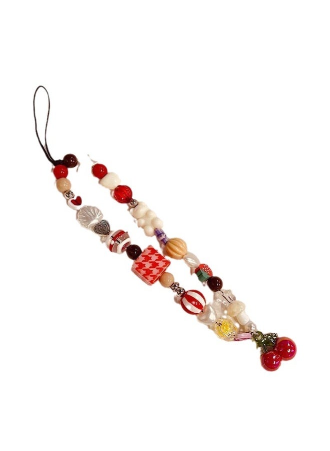 NIBEMINENT Phone Charm/ Chain Strap for Women Girls, Cherry Bear Cell Phone Case Lanyard Wrist Strap