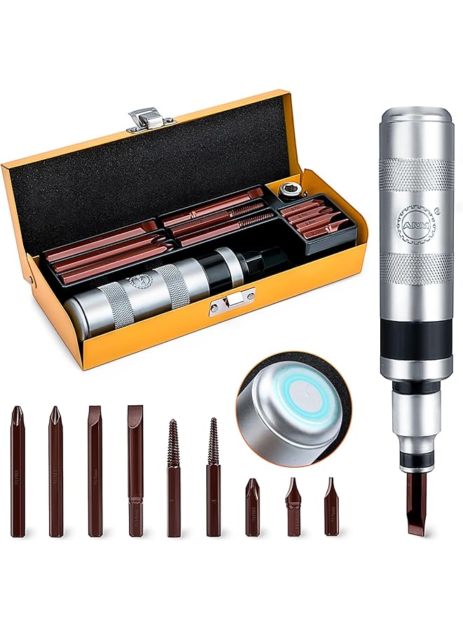 AKM مجموعة مفكات براغي يدوية عكسية مقاس 1/2 بوصة، 12 قطعة مفك براغي صدمي S2 من الفولاذ أكثر متانة لفك المثبتات الصدئة أو البراغي المجمدة - Image 1