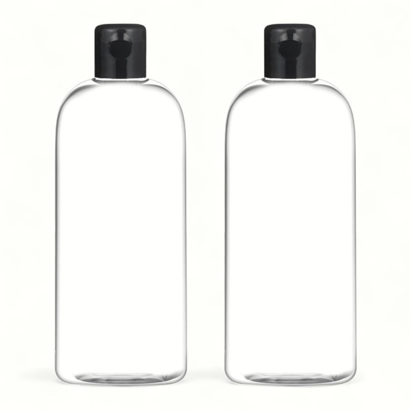 Thinqkart selecty 500ml Empty Clear Round Fliptop Plastic Bottles Refillable Travel Size Cosmetic Travelling Containers Leak Proof Squeeze Bottles for Toiletries,Shampoo (2) - Image 1