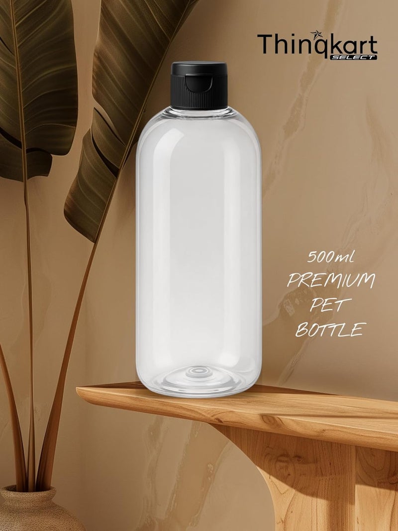 Thinqkart selecty 500ml Empty Clear Round Fliptop Plastic Bottles Refillable Travel Size Cosmetic Travelling Containers Leak Proof Squeeze Bottles for Toiletries,Shampoo (2) - Image 2