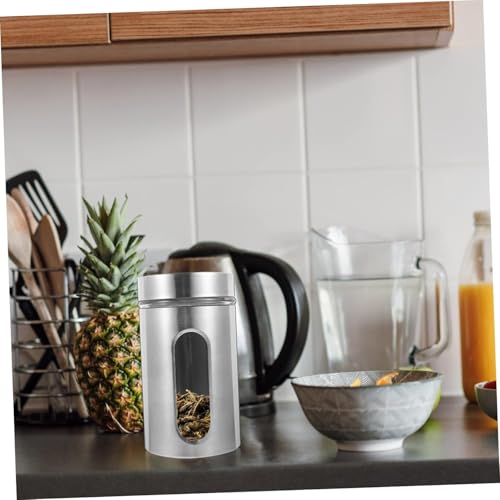 Mevanta Modern 900ML Steel Cover Window Clear Glass Jars Set Stainless Steel Containers with Lids for Storage Coffee,Tea,Candy,Flour,Spices,Home & Kitchen Decoration (VM-10, SET OF 6) - Image 4