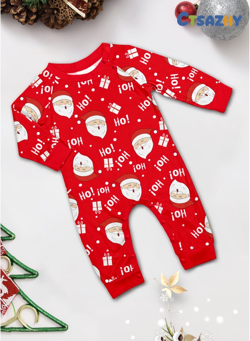 GGEROU بيجامات عائلية لعيد الميلاد بيجامات طويلة لعيد الميلاد مطابقة للعائلة بيجامات شتوية للنساء والرجال والأطفال دافئة بأكمام طويلة وياقة مريحة (للرضع) - Image 3