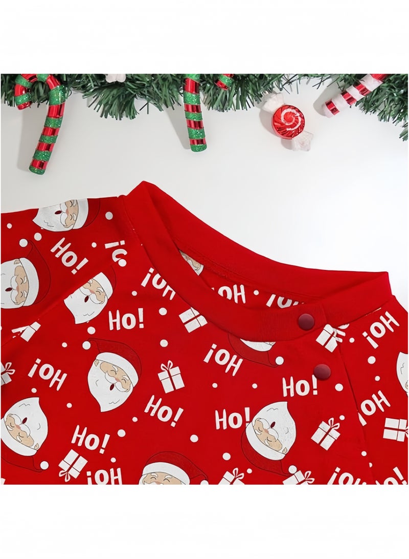 GGEROU بيجامات عائلية لعيد الميلاد بيجامات طويلة لعيد الميلاد مطابقة للعائلة بيجامات شتوية للنساء والرجال والأطفال دافئة بأكمام طويلة وياقة مريحة (للرضع) - Image 4