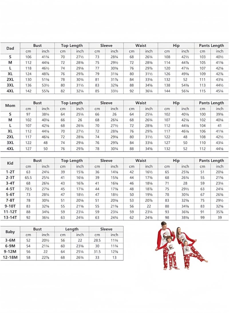 GGEROU بيجامات عائلية لعيد الميلاد بيجامات طويلة لعيد الميلاد مطابقة للعائلة بيجامات شتوية للنساء والرجال والأطفال دافئة بأكمام طويلة وياقة مريحة (للرضع) - Image 5