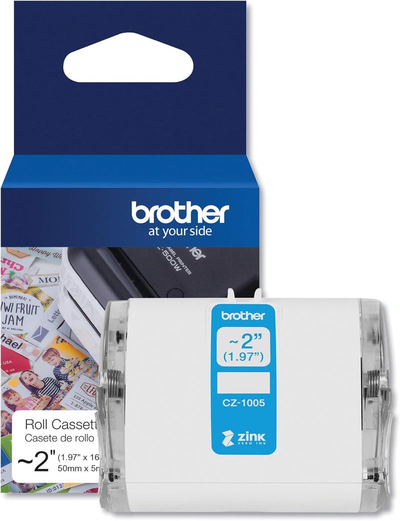 brother Genuine CZ-1005 continuous length ~ 2 (1.97”) 50 mm wide x 16.4 ft. (5 m) long label roll featuring ZINK Zero Ink technology - Image 1