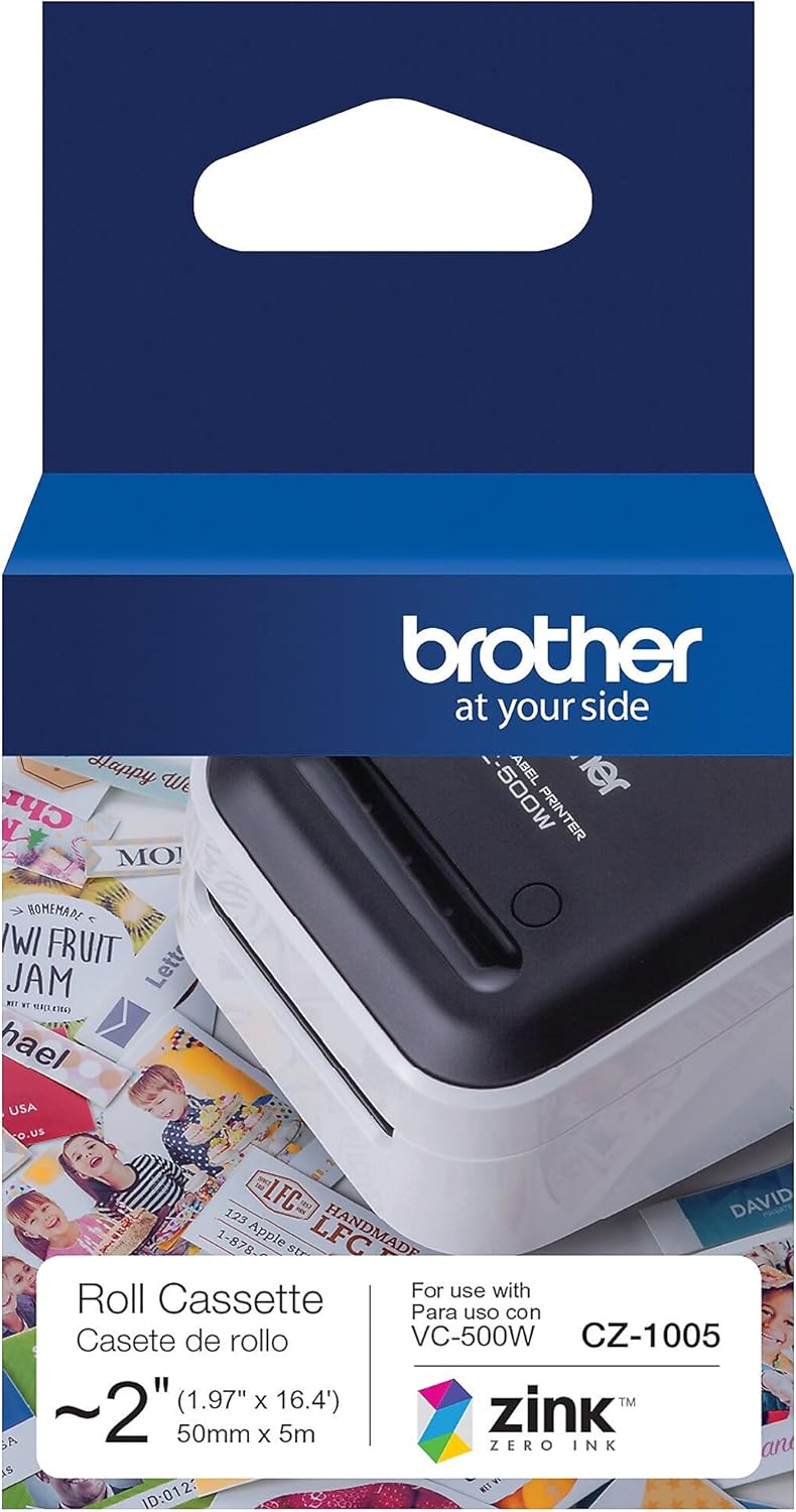 brother Genuine CZ-1005 continuous length ~ 2 (1.97”) 50 mm wide x 16.4 ft. (5 m) long label roll featuring ZINK Zero Ink technology - Image 3