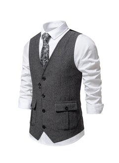 KUYING New Men's Retro V-Neck Fake Two Piece Vest  - Image 2
