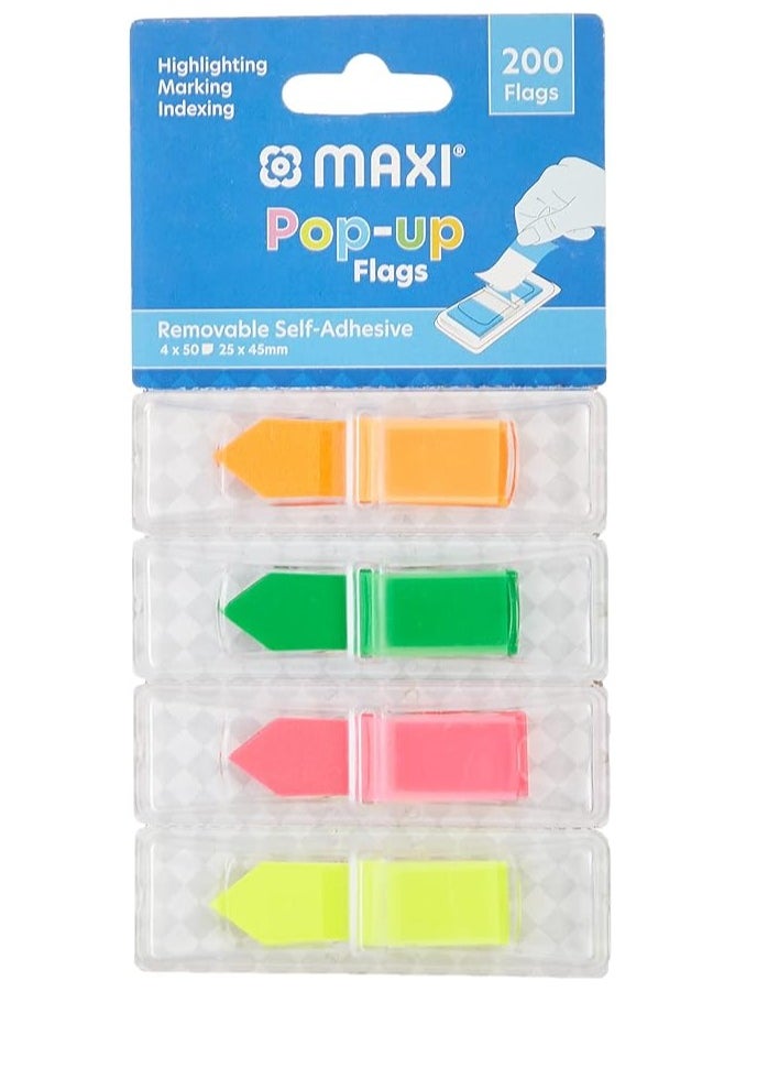 Maxi MAXI SELF ADHESIVE POP-UP FLAGS ARROW SHAPE ASSORTED COLORS 4X50 FLAGS 200PC  - Image 1
