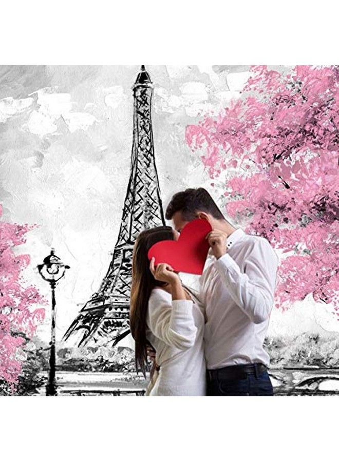 Fanghui Pink Gray Flowers Photography Backdrop Vinyl 7X5Ft For Children Paris Eiffel Themed Birthday Party Banner Valentines Day Photo Booths Studio Props Photo Background Cake Table Supplies - Image 5