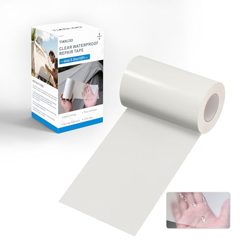TIANLDD Clear Waterproof Vinyl Repair Tape for Boat Covers,Tents,Tarp,RV Awning，Fabric Repair Tape-3.3IN x 15FT - Image 1