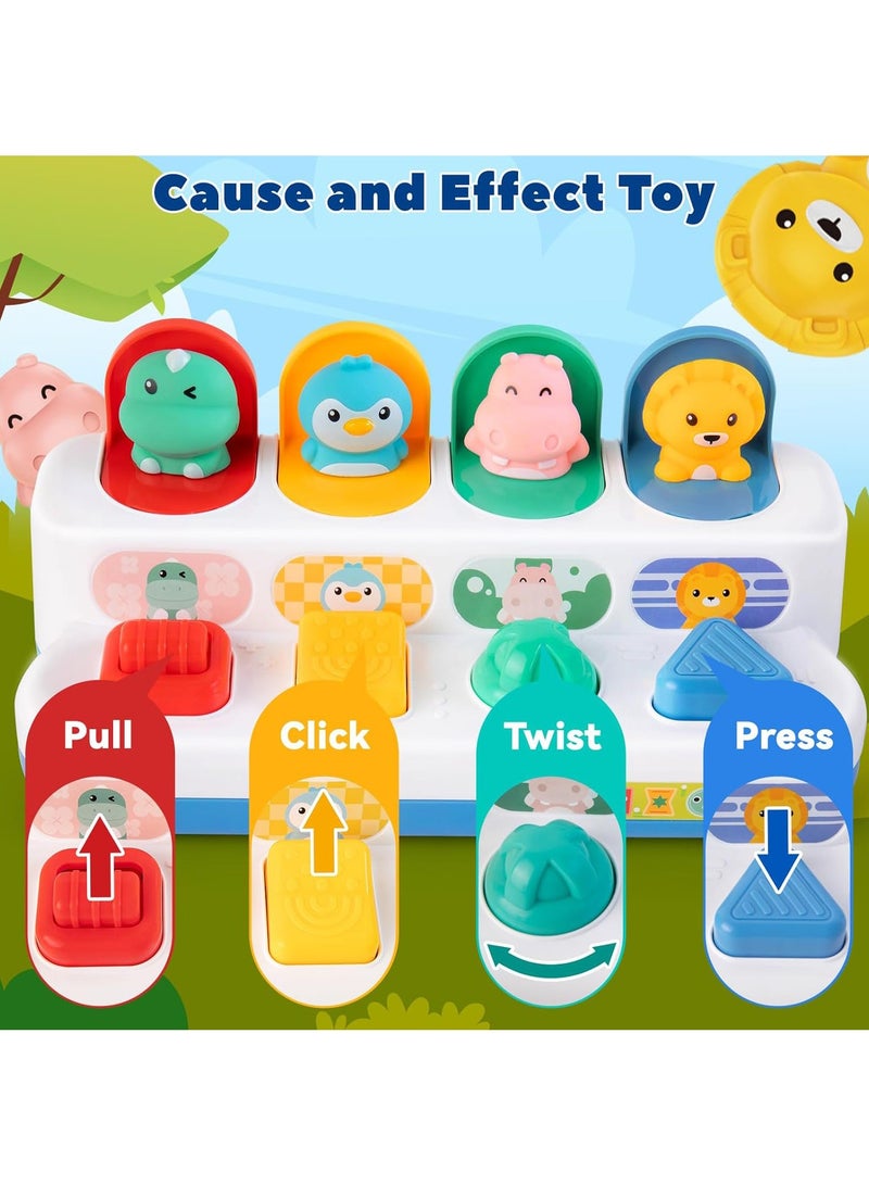Arabest Interactive Cause & Effect Pop Up Vehicle Toys for Toddlers 1-3 Years, Sensory Montessori Toys for Infants 8-12 Months, Fun Hide and Seek Play for Boy Girl, Animal Figure - Image 2