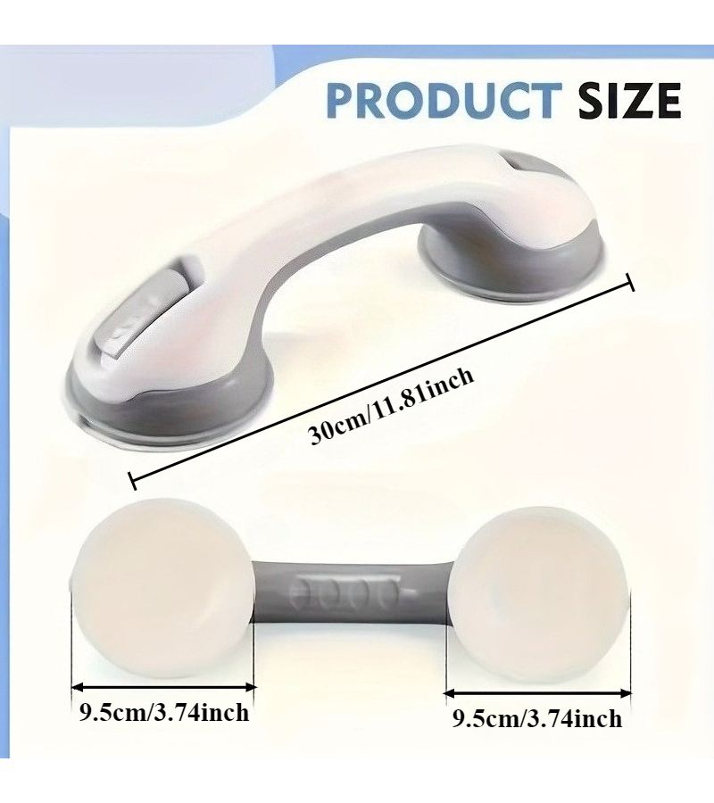 Heavy Duty Non Porous Bathroom Armrest with Suction Cup Base Grey 2pcs Anti Slip Shower Safety Pole No Need Drilling Installation Easy Clean Suitable for Toilets and Shower Rooms - Image 3