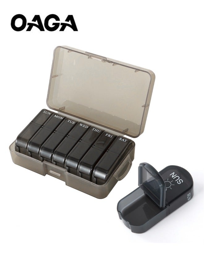 أوجا منظم حبوب أسبوعي بحجم كبير جدًا، مرتين في اليوم، صندوق حبوب صباحًا ومساءً لمدة 7 أيام، حافظة حبوب محمولة للسفر للأدوية، الفيتامينات، زيت السمك، المكملات الغذائية - Image 1