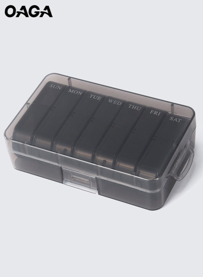 أوجا منظم حبوب أسبوعي بحجم كبير جدًا، مرتين في اليوم، صندوق حبوب صباحًا ومساءً لمدة 7 أيام، حافظة حبوب محمولة للسفر للأدوية، الفيتامينات، زيت السمك، المكملات الغذائية - Image 2